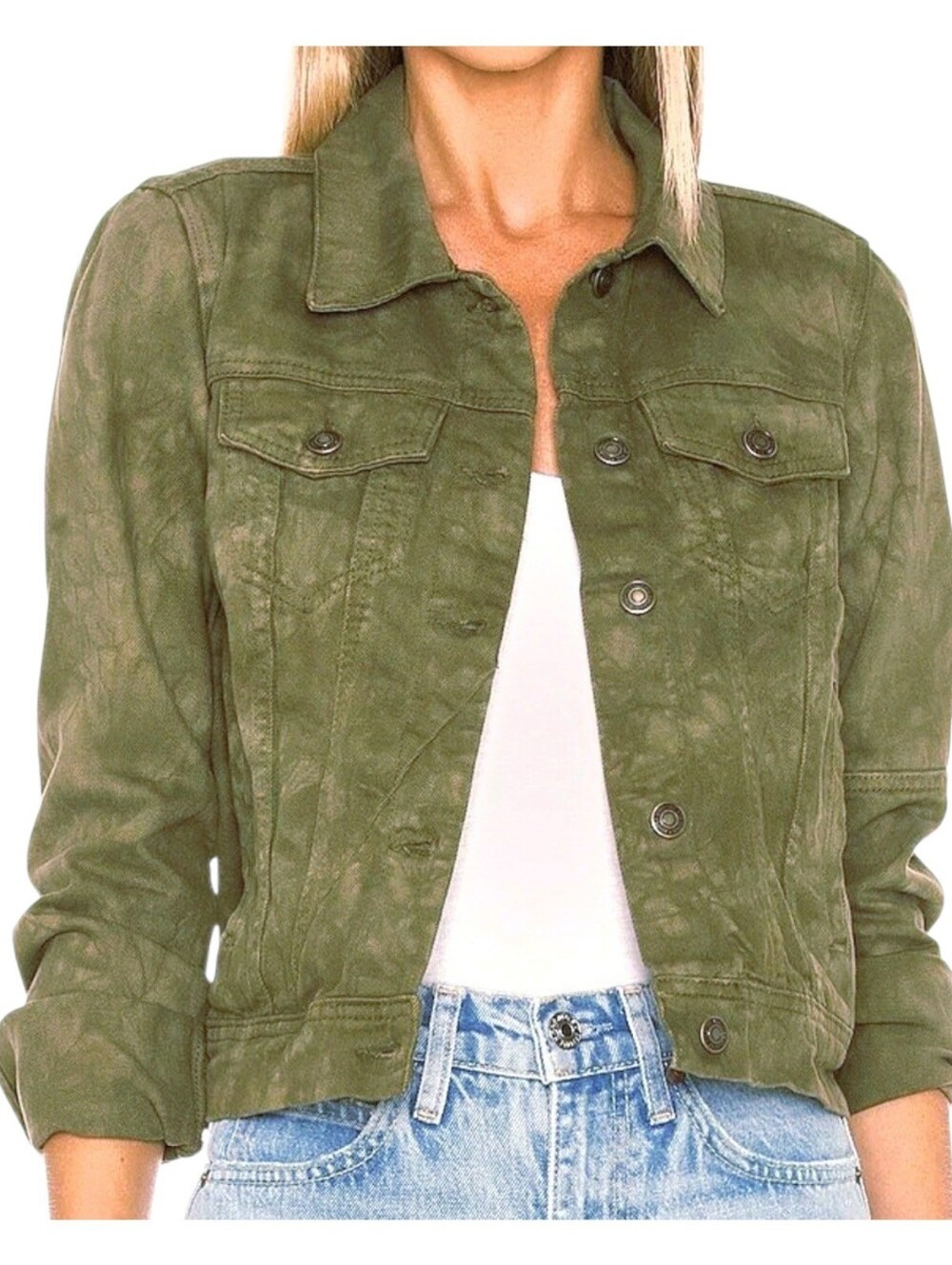 Free People Rumors Denim Jacket Army Green